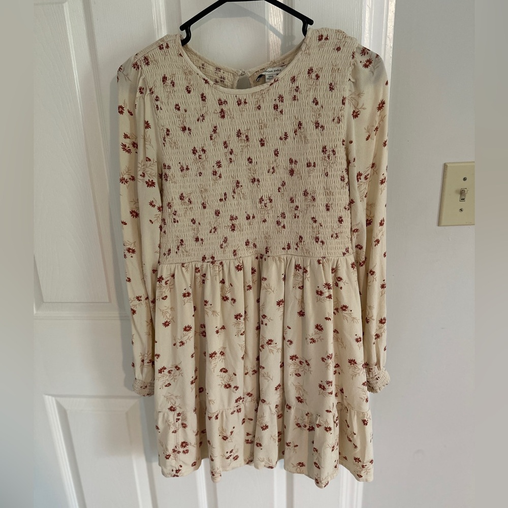 AE long sleeve high neck mesh mini dress